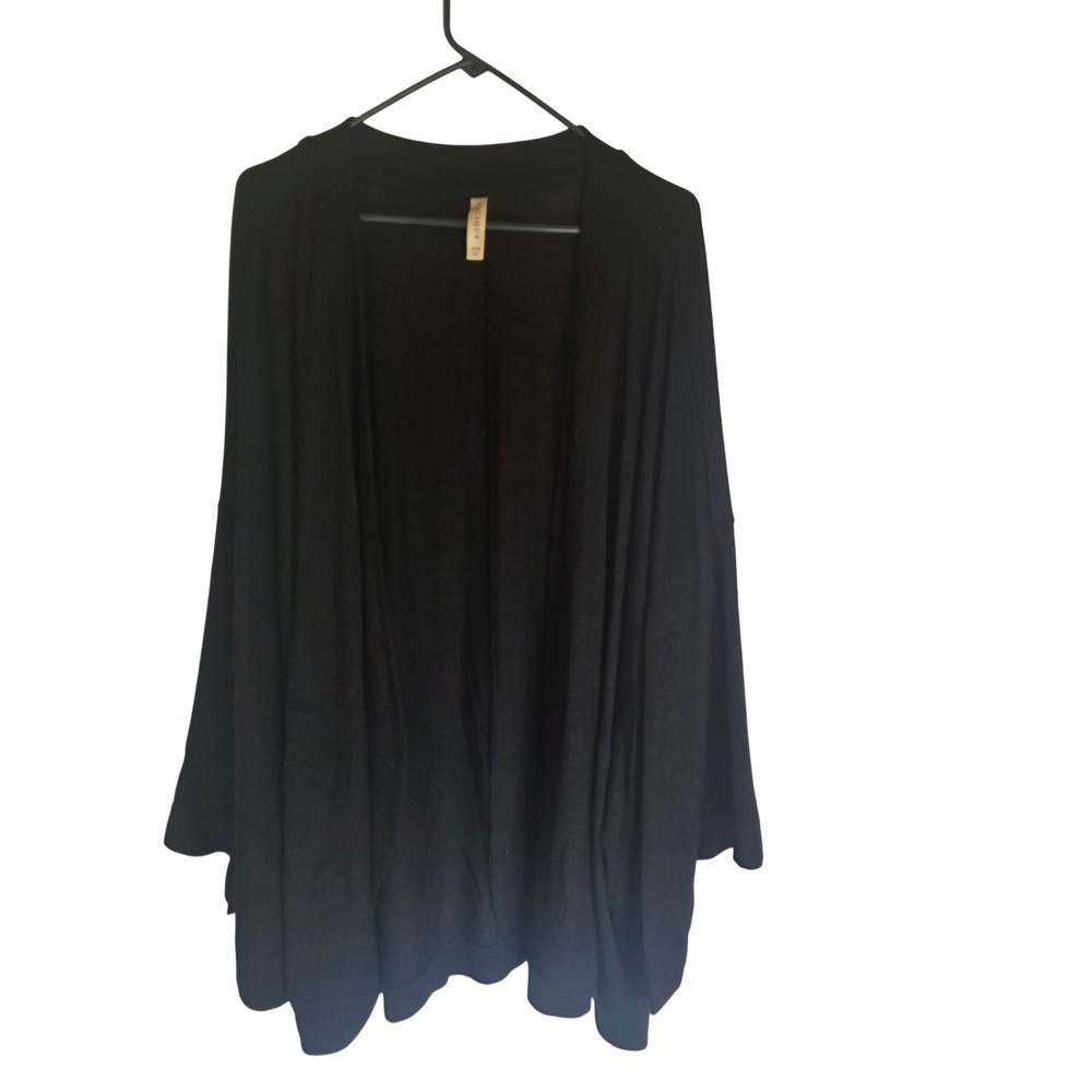 Cacique Womens Black Open Front Kimono Cardigan Oversized Rayon Blend 26/28